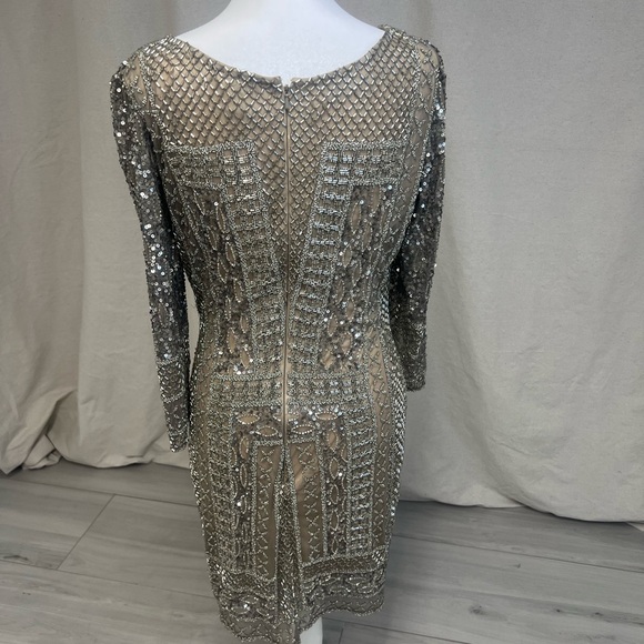 Scala Women's Sequin Embellished Silver Pewter Dress Sz 8 - Picture 4 of 10